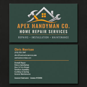Carte De Visite Services professionnels de bricolage Green