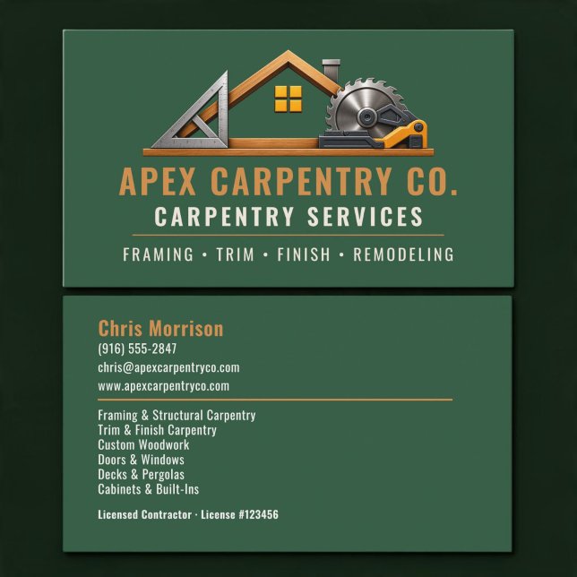 Carte De Visite Services professionnels de Carpenter Green (Créateur téléchargé)