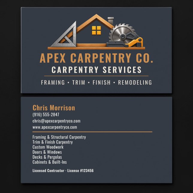 Carte De Visite Services professionnels de charpenterie (Créateur téléchargé)
