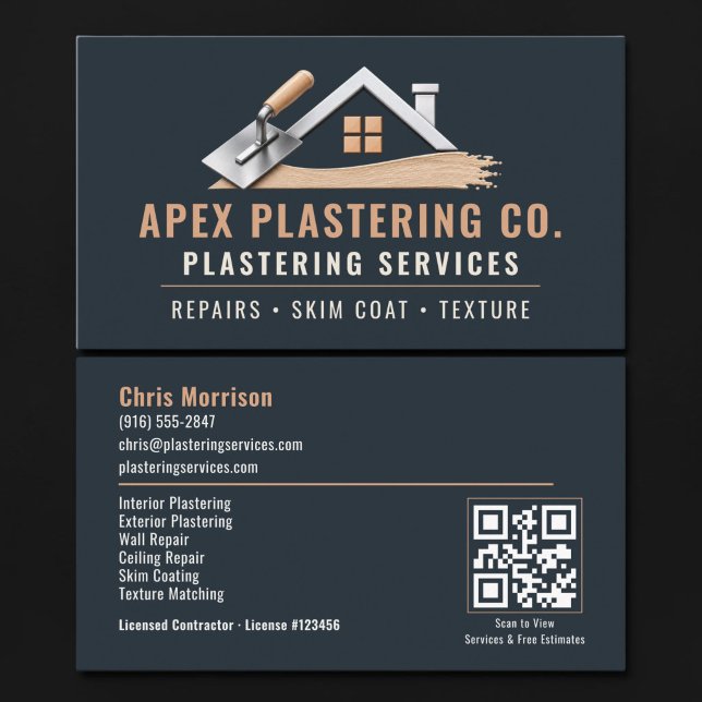 Carte De Visite Services professionnels de code QR pour le plâtrag (Créateur téléchargé)