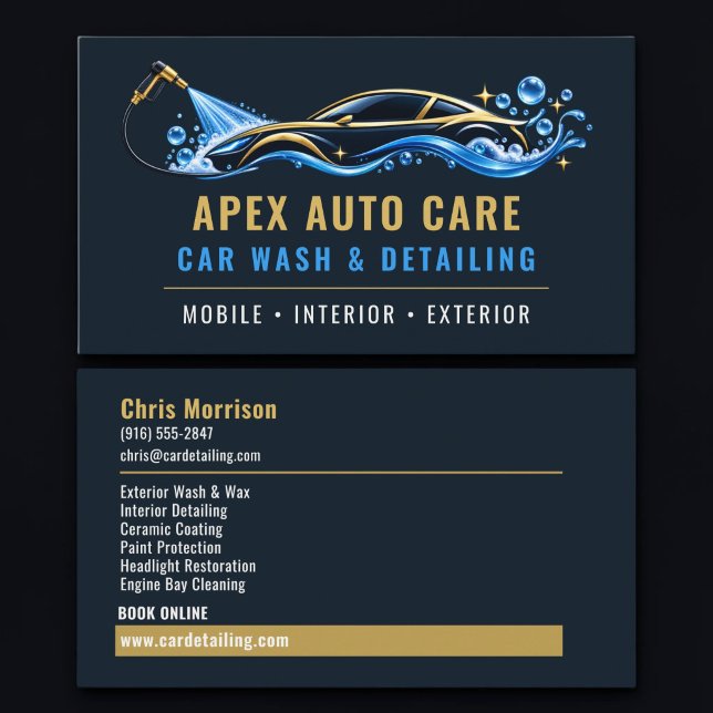 Carte De Visite Services professionnels de lavage et de detailing  (Créateur téléchargé)