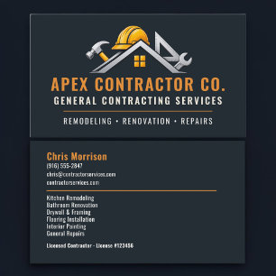 Carte De Visite Services professionnels de l'entrepreneur en const