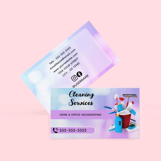 Carte De Visite Services professionnels de nettoyage et de ménage (Elevate your cleaning brand with our professionally designed business cards)