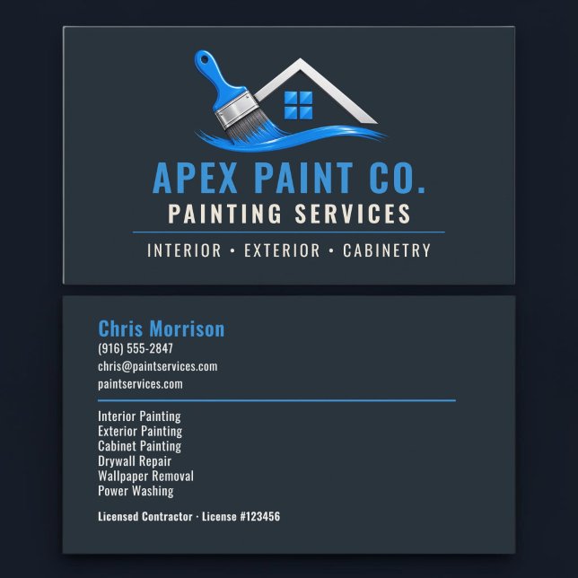 Carte De Visite Services professionnels de peinture de maison (Créateur téléchargé)