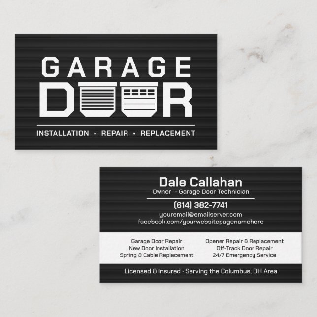 Carte De Visite Services professionnels de portes de garage modern (Devant / Derrière)