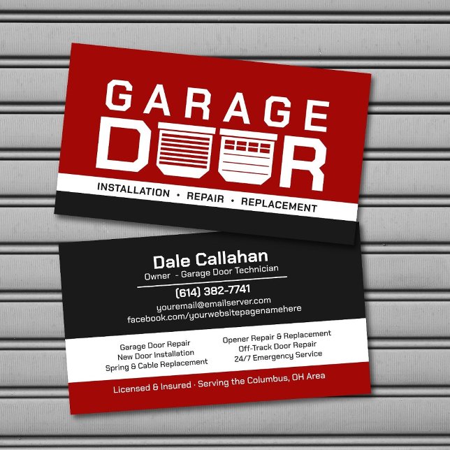 Carte De Visite Services professionnels de portes de garage modern (Créateur téléchargé)