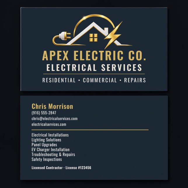 Carte De Visite Services professionnels d'électricien (Créateur téléchargé)