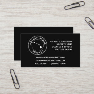 Carte De Visite Services publics notaires Hawaii