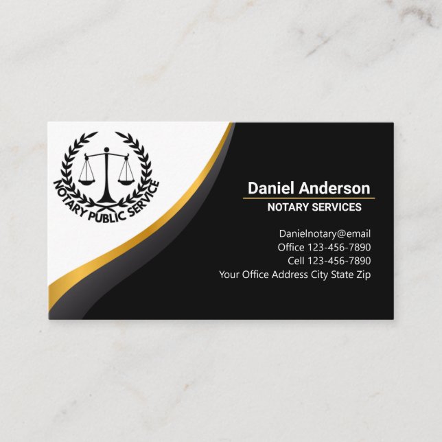 Carte De Visite Services publics professionnels Noirs et Or (Devant)