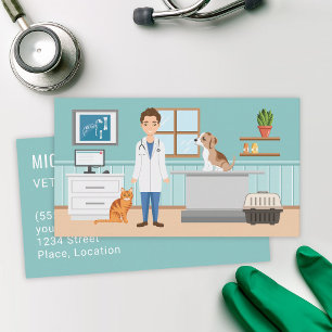 Carte De Visite Services Vétérinaires Vet Man And Pets Animal Clin