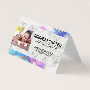 Carte De Visite Session de massage   Aquarelle   Marbre