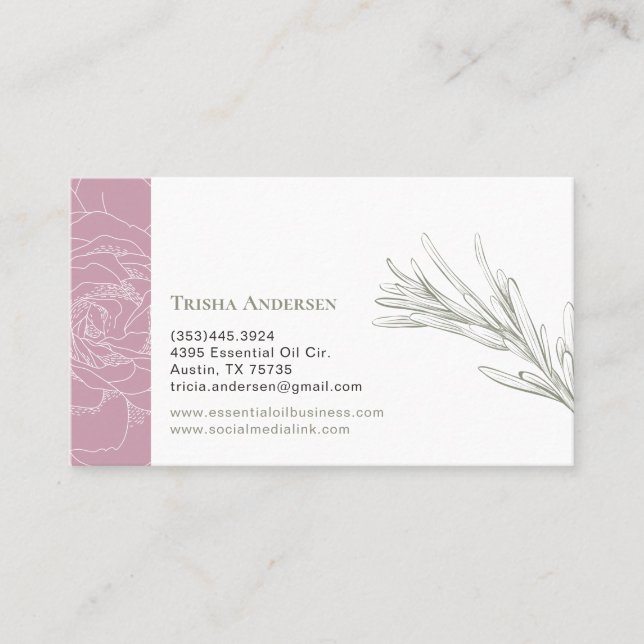 Carte De Visite S'est levée et l'herbe botanique florale de (Devant)