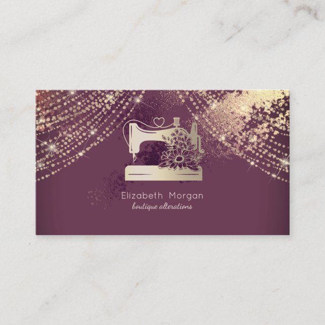 Carte De Visite Sewing Machine Seamstress  Lights Burgundy (Devant)