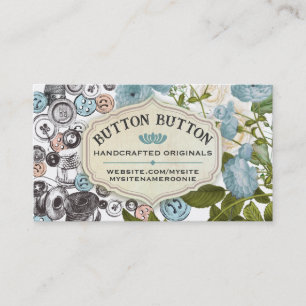 Carte De Visite Shabby boutons vintages bobines à coudre notions