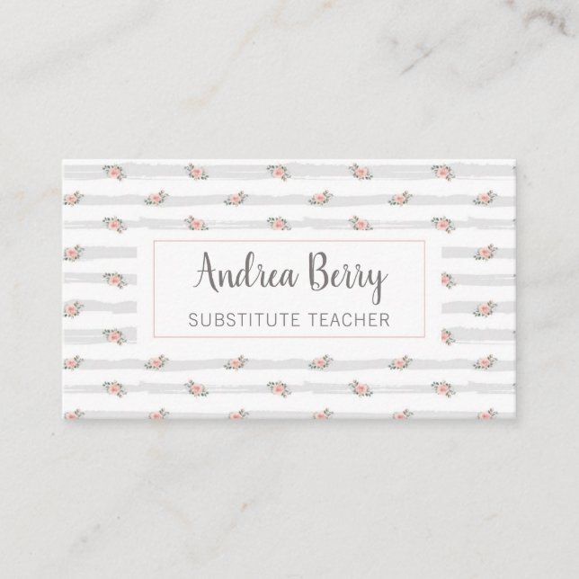 Carte De Visite Shabby Chic Floral Professionnel (Devant)