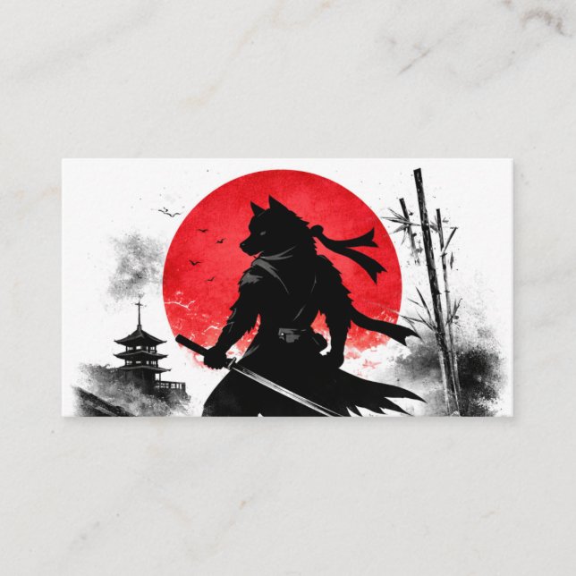 Carte De Visite Shadow Ninja Wolf Japanese Business Card (Devant)