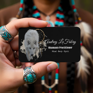 Carte De Visite Shamanic Wolf blanc