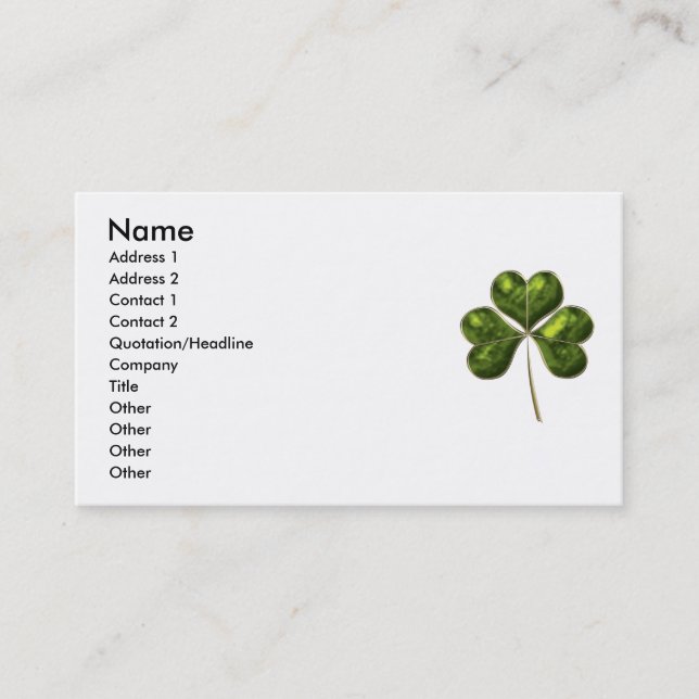 Carte De Visite Shamrock chanceux 1 (Devant)