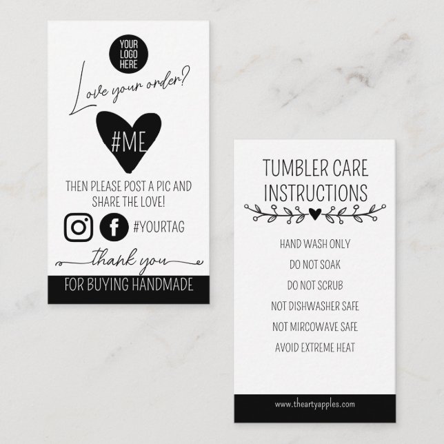 Carte De Visite Share & Care Product Insert Card small business (Devant / Derrière)