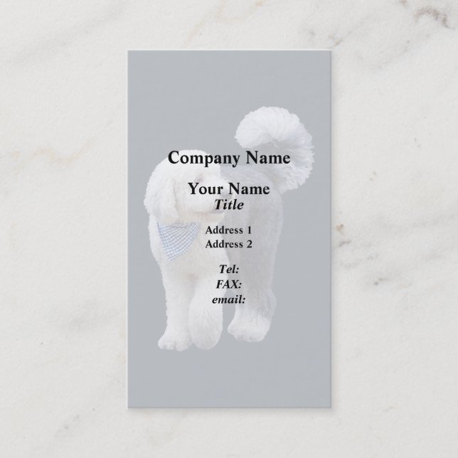 Carte De Visite Sheepadoodle avec écharpe à carreaux bleus (Devant)