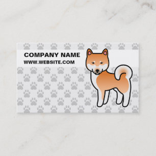 Carte De Visite Shiba Inu de dessin animé rouge