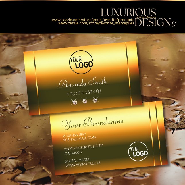 Carte De Visite Shimmerger Fire Orange Luxury Diamonds ajouter log (Créateur téléchargé)