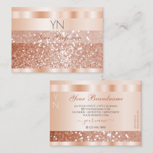 Carte De Visite Shimmery Rose Gold Sparkle Parties scintillant Mon (Devant / Derrière)