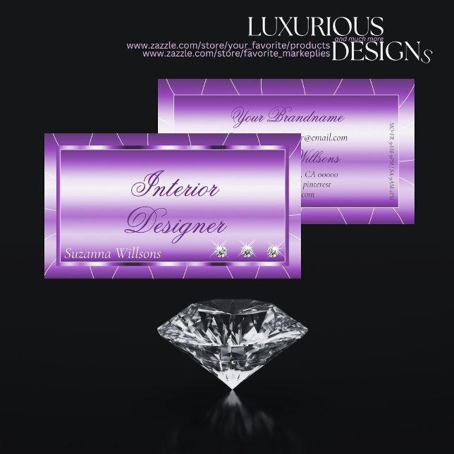 Carte De Visite Shimmery Royal Purple avec Diamonds Professional (Créateur téléchargé)