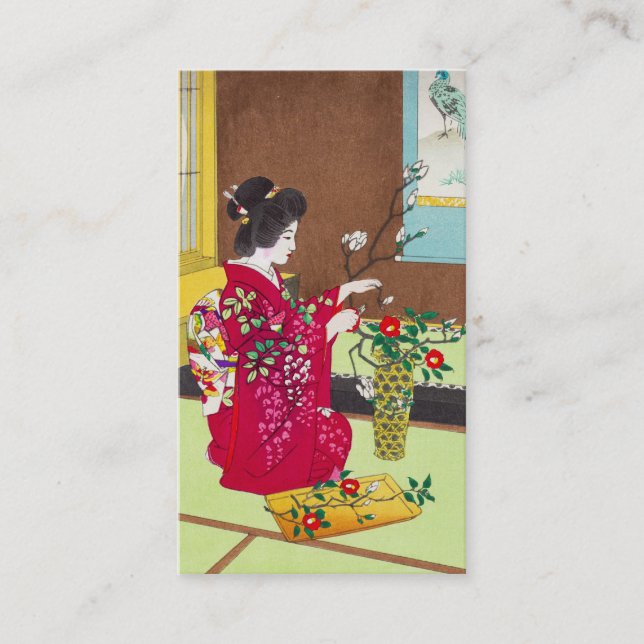 Carte De Visite Shiro Kasamatsu Ikebana japon fleurs scène dame (Devant)