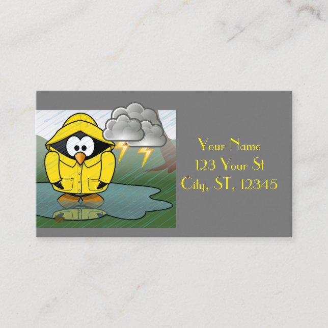 Carte De Visite Shivering Rainy Day Penguin Thunder_Cove (Devant)