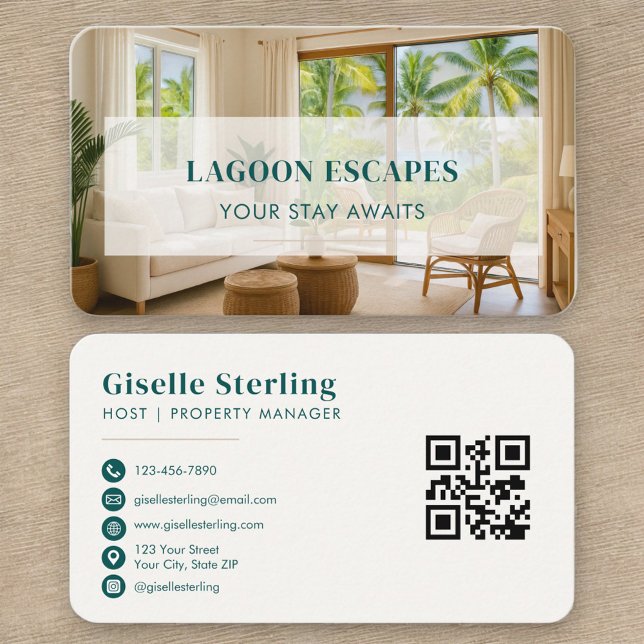 Carte De Visite Short Term Rental QR Code Professional (Créateur téléchargé)