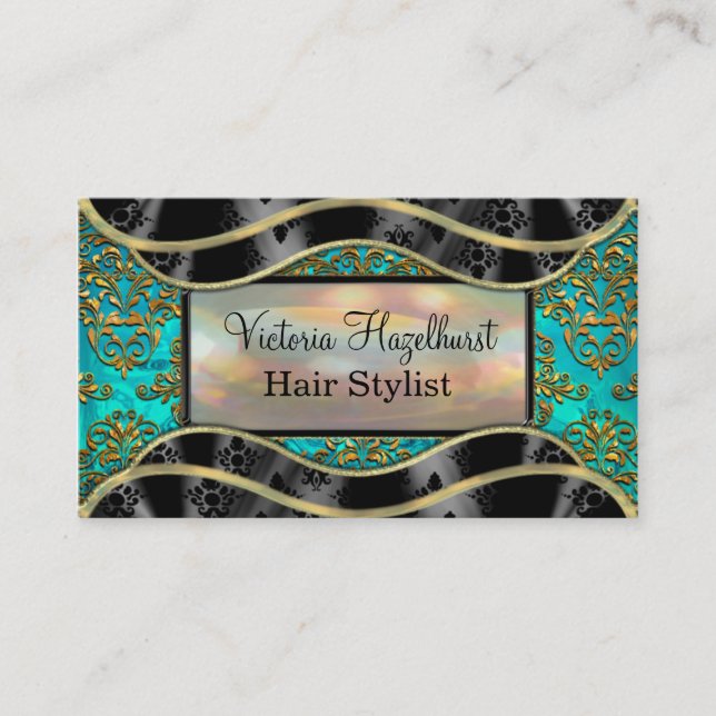 Carte De Visite Shyvee Damask Elegant Professional 2" (Devant)