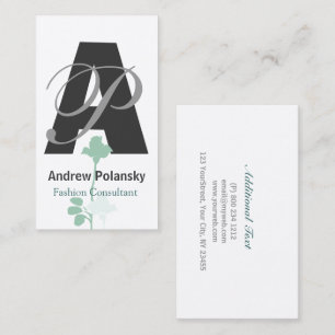 Carte De Visite Si audacieux ! Floral bleu turquoise de monogramme