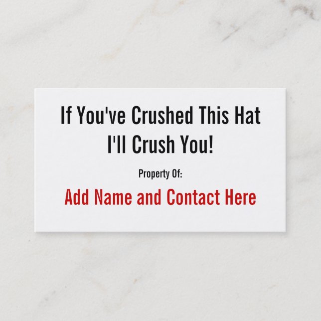 Carte De Visite Si vous avez écrasé ce casquette… (Devant)