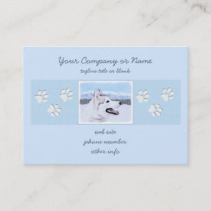 Carte De Visite Sibérie Husky (argent et blanc) Peinture Chien Art