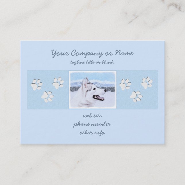 Carte De Visite Sibérie Husky (argent et blanc) Peinture Chien Art (Devant)