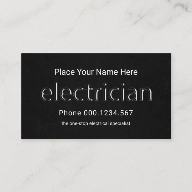 Carte De Visite Signal électricien translucide Grunge noir (Devant)