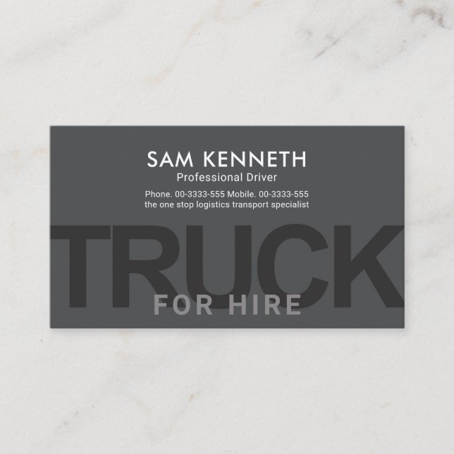 Carte De Visite Signalisation de camion de surcharge Transport de  (Devant)