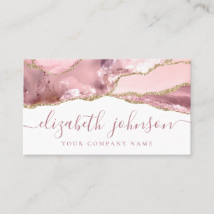 Carte De Visite Signature Blush Pink Gold Parties scintillant Agat