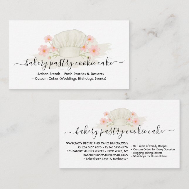 Carte De Visite Signature Boulangerie Café Gâteau Alimentation mai (Devant / Derrière)