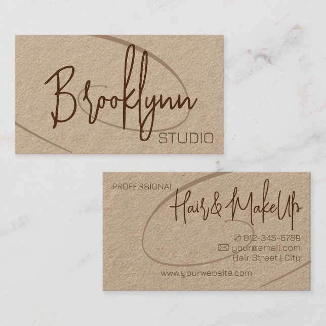 Carte De Visite Signature Calligraphie Studio de Coiffure Professi (Devant / Derrière)
