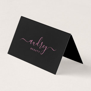 Carte De Visite Signature Chic Typographie rose et noir