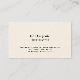 Carte De Visite Signature Crème Élégante Plaque Simple Minimaliste