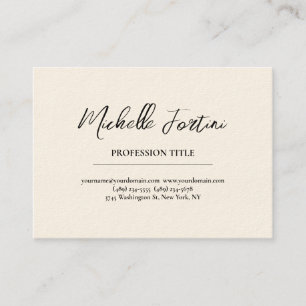 Carte De Visite Signature Crème Élégante Plaque Simple Minimaliste