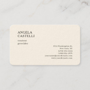 Carte De Visite Signature Crème tendance moderne minimaliste Plain