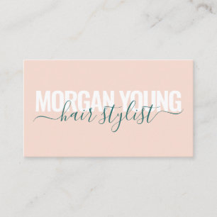 Carte De Visite Signature de script moderne peach vert cheveux sty