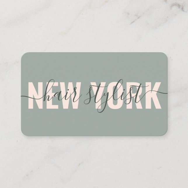 Carte De Visite signature de styliste de cheveux vert moderne (Devant)