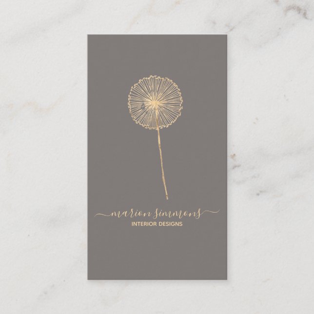 Carte de visite signature dorée Dandelion (Devant)