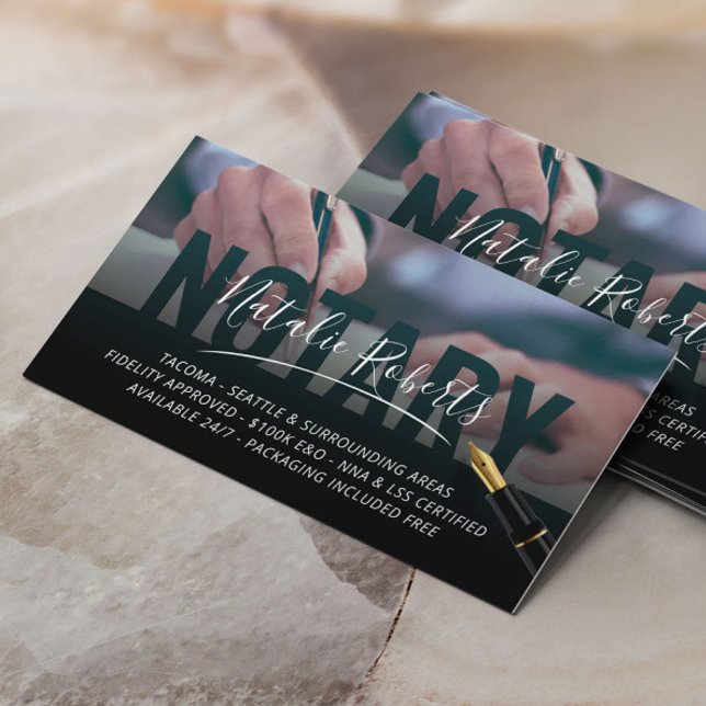 Carte De Visite Signature élégante de l'agent de signature de nota (Créateur téléchargé)