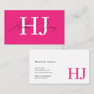 Carte De Visite Signature minimaliste Monogramme Hot Rose Business